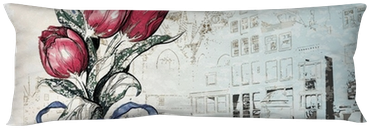 Vintage Illustration Of Amsterdam Street And Tulips - Amsterdam (400x400), Png Download
