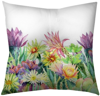 Watercolor Blooming Cactus Background Tufted Floor - Cactus Watercolor Background (400x400), Png Download