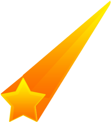 Orange Shooting Star - Shooting Star Cartoon Png (362x400), Png Download