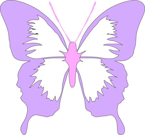 Free Lavender Clipart - Butterfly Stickers In Black (600x559), Png Download