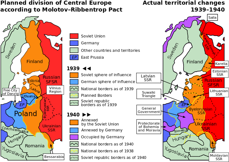 Ribbentrop-molotov - Svg - World Map Before And After World War 2 (750x530), Png Download