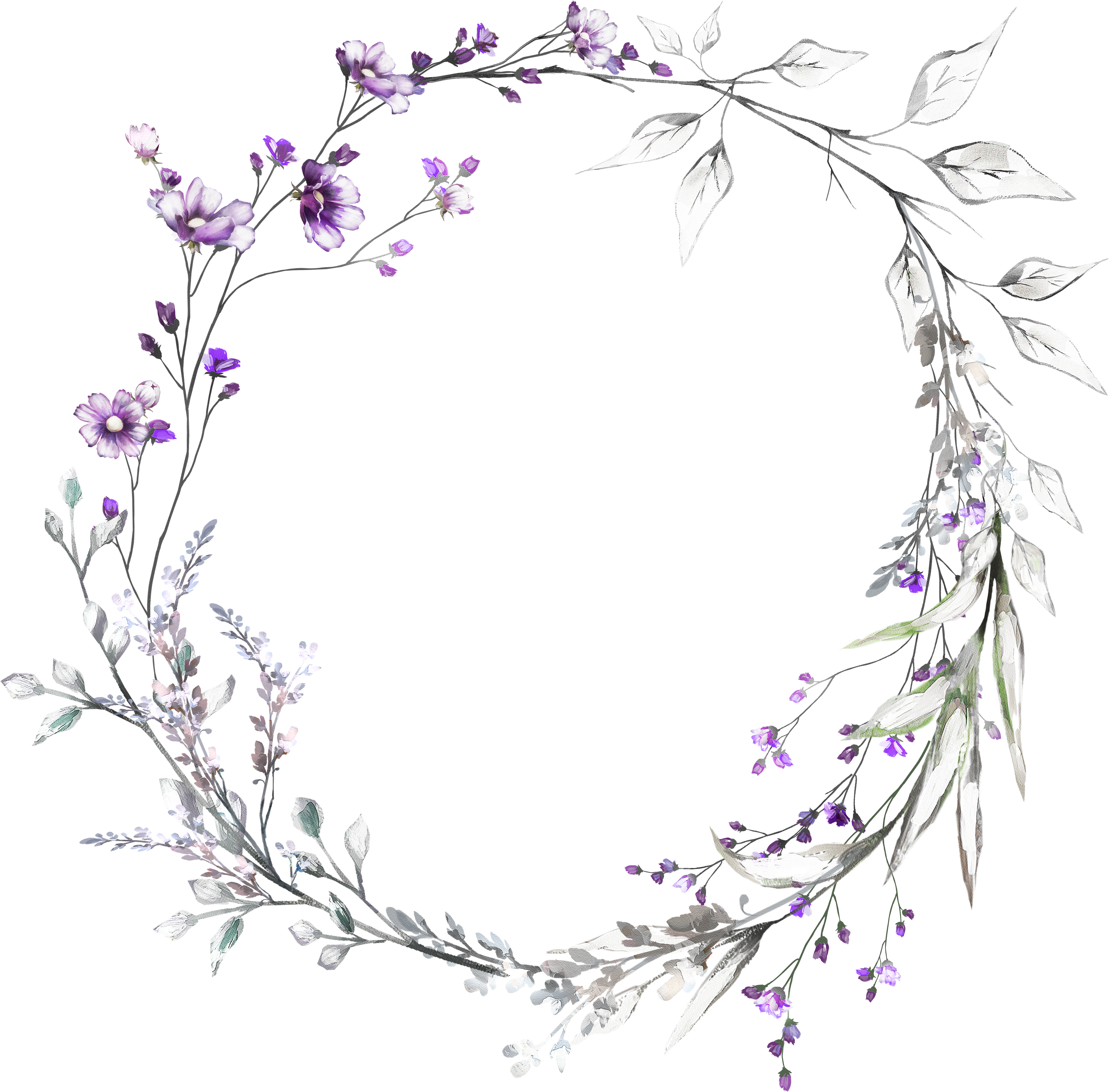 H927 Flower Watercolor, Watercolor Drawing, Wreath (5375x5470), Png Download