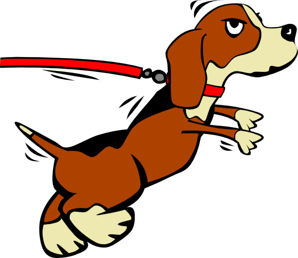 Dog Clipart - Dog On Leash Cartoon (600x520), Png Download