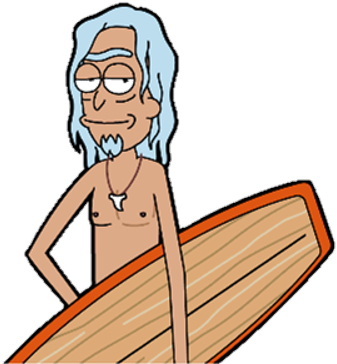 Surfer Rick - Rick Sanchez (379x397), Png Download