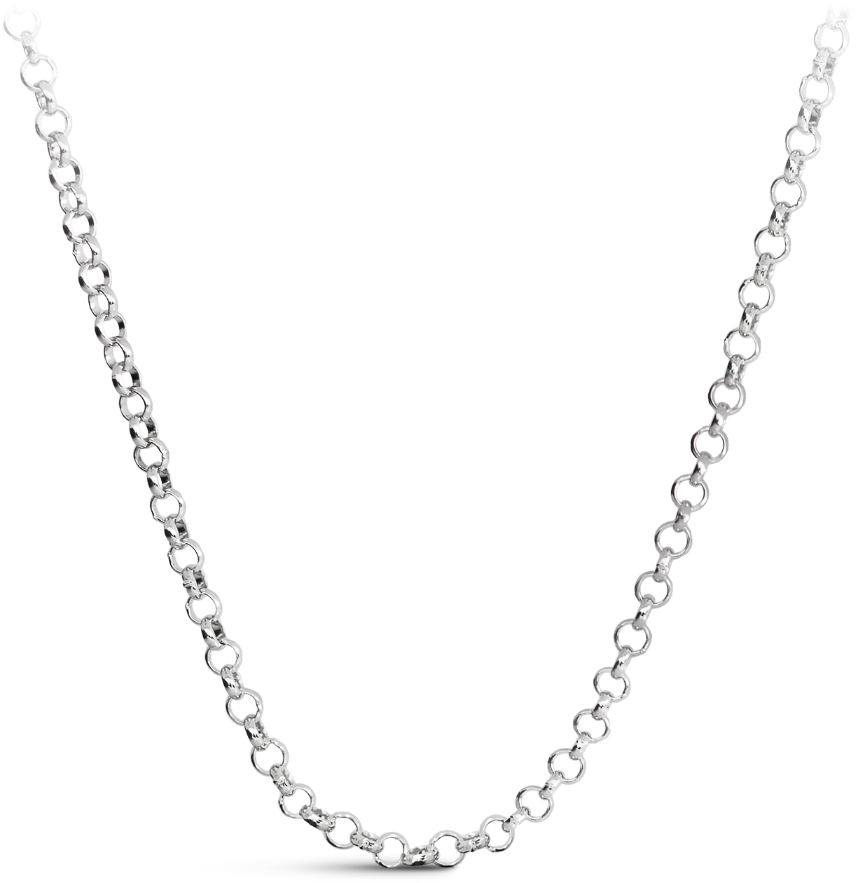 Davidrose Rolo Chain In White Gold Chain (1280x1280), Png Download