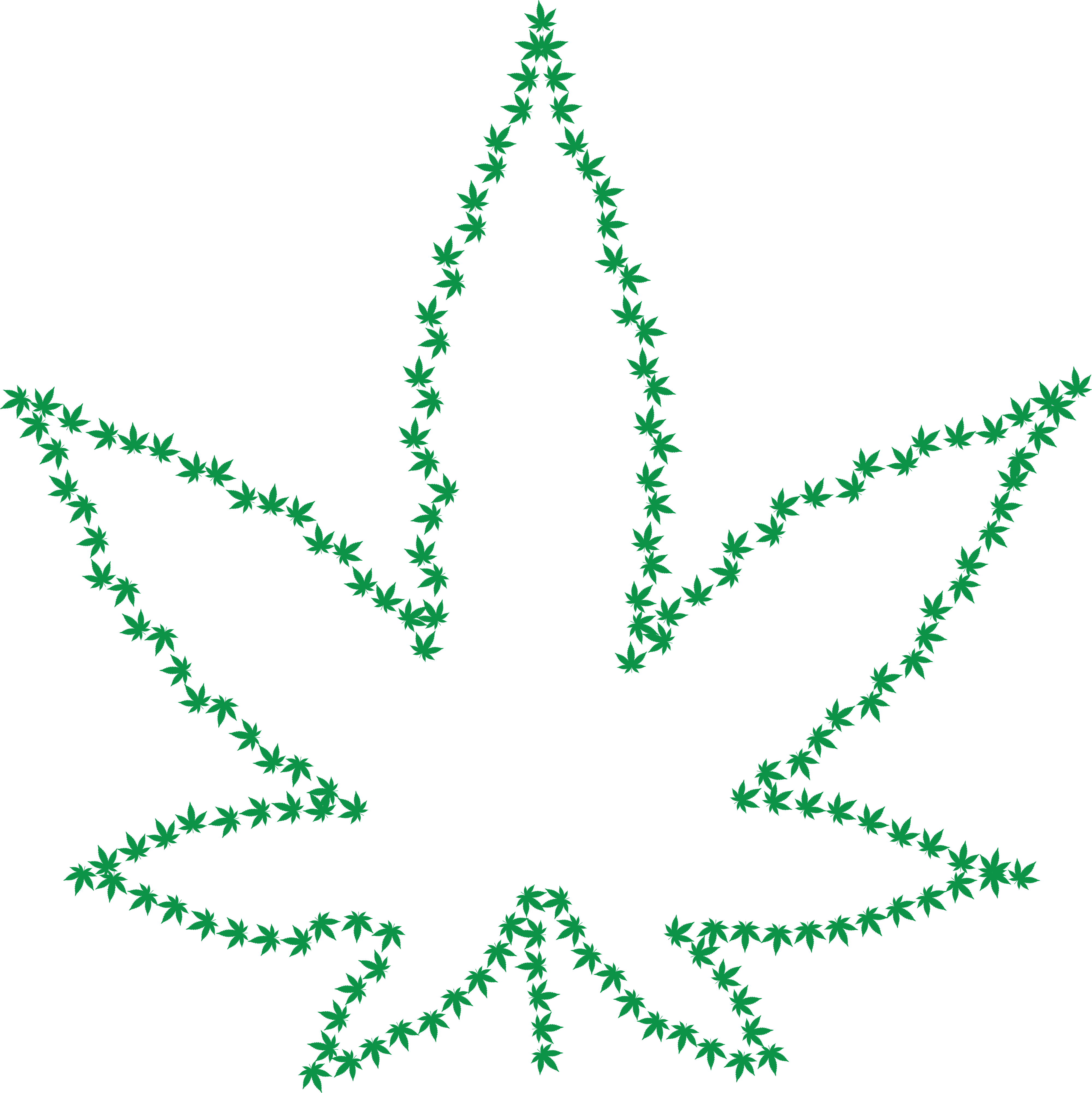 Free Clipart Of A Green Pot Leaf Outline Made Of Marijuana - Weed Leaf Outline Png (4000x4005), Png Download