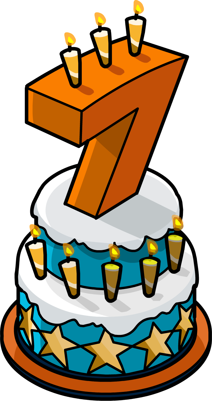 7th Anniversary Party Cake - Birthday Cake 7th Clipart (724x1364), Png Download
