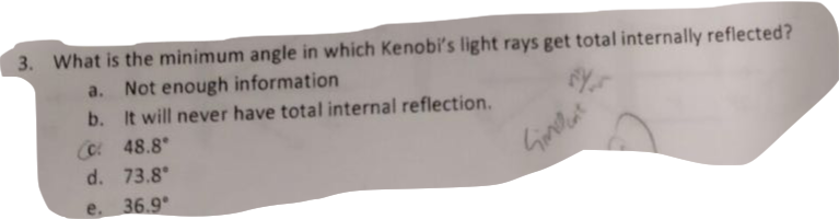 Q3 What Is The Minimum Angle In Which Kenobi's Light - Label (767x200), Png Download