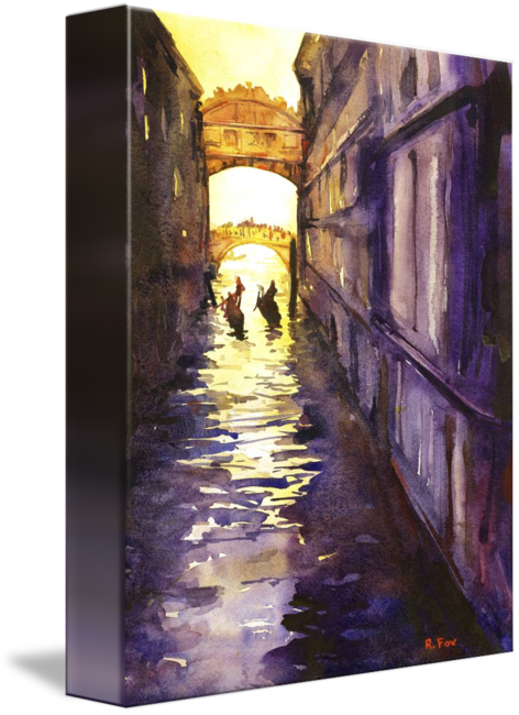 Venice Drawing Watercolor - Bridge Of Sighs (472x650), Png Download
