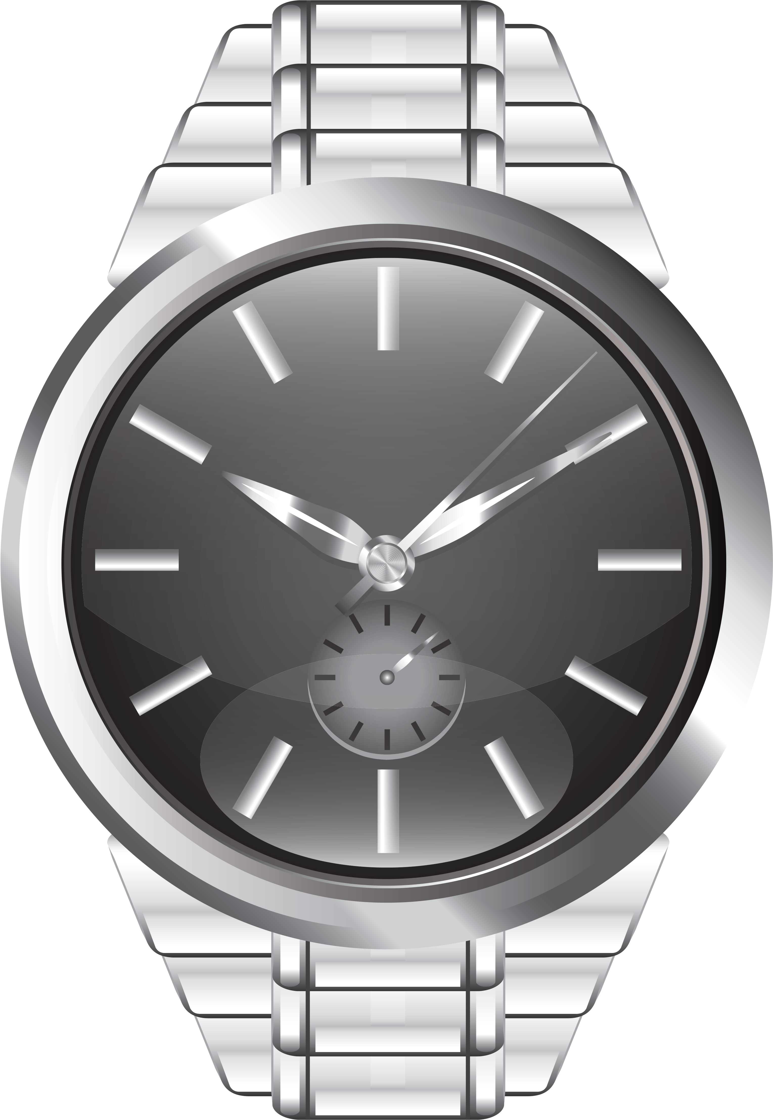 Transparent Library Watching Clipart Hand Watch - Silver Watch Clip Art (3261x4712), Png Download