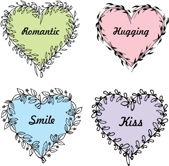 Handdrawn Vector Wreaths Wedding Heart Floral Wreaths - Design (360x360), Png Download