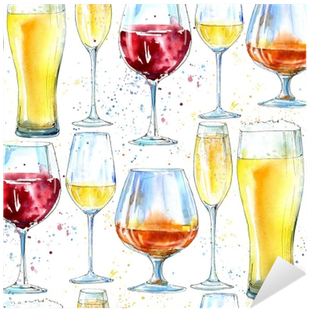 Seamless Pattern Of A Champagne,cognac, Wine, Beer - Glass Of Cognac Illustration (400x400), Png Download