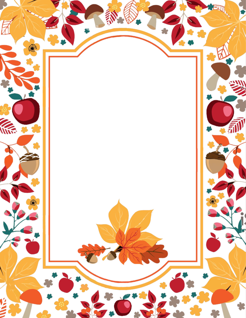 Free Thanksgiving Flowers Border Png - Thanksgiving Border (792x1024), Png Download