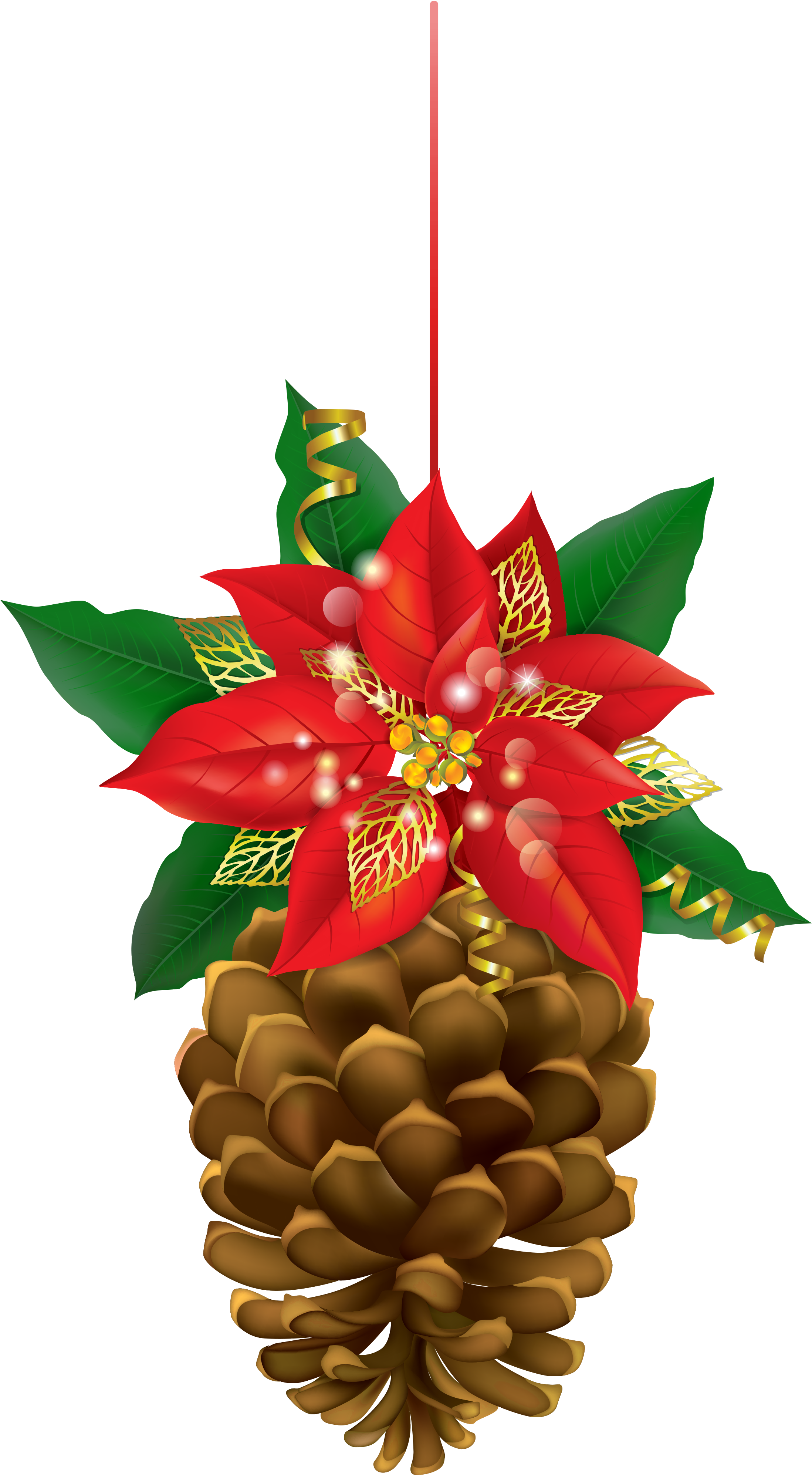 Christmas With Poinsettia Png Image Gallery View - Christmas Pinecone Clipart Transparent (2319x4064), Png Download