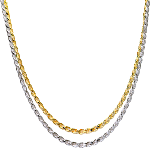 Thick Rope Chain In Silver And Gold Metal - Tri Gold Rope Chain (500x500), Png Download