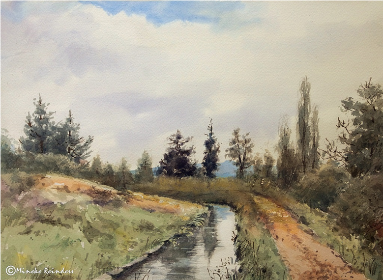 Time Flows Like Water Als Water Stroomt De Tijd Watercolor, - Painting (800x800), Png Download