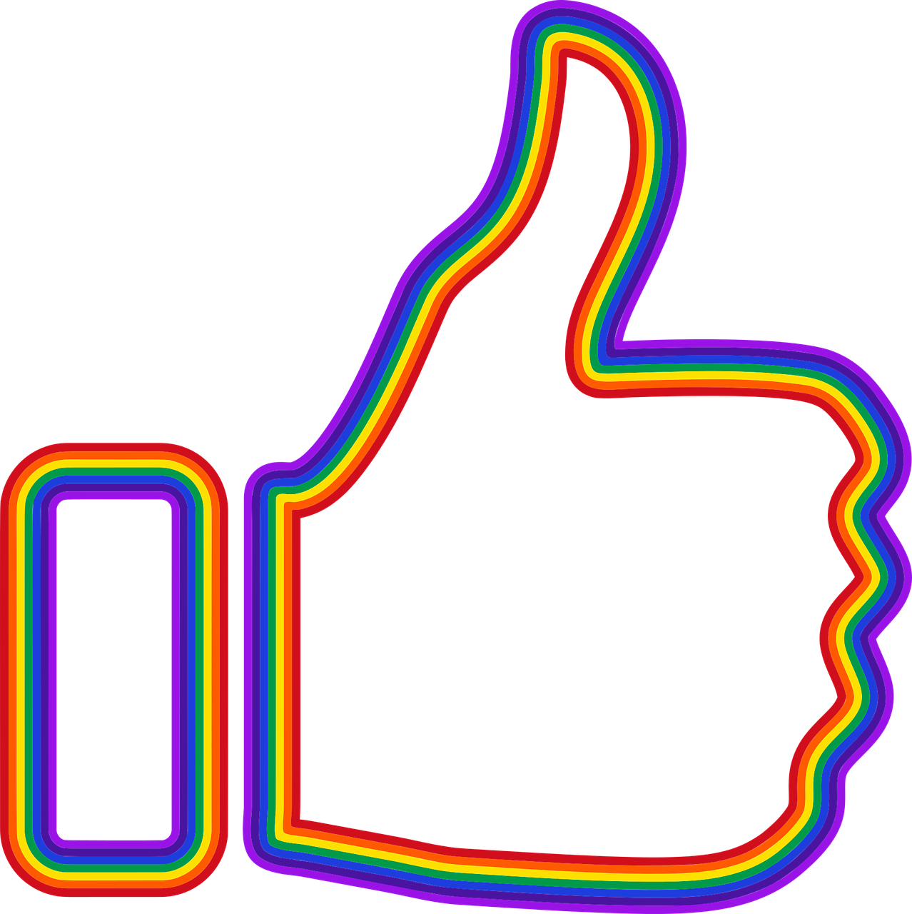Thumb Signal Emoji Social Media Emoticon - Thumbs Up Rainbow Png (749x750), Png Download