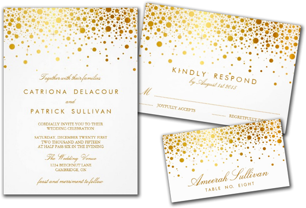 Faux Gold Foil Confetti Elegant Wedding Invitation - Imitat-goldfolieconfetti-rosa-hochzeits-einladung Karte (530x360), Png Download