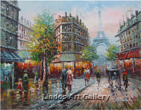 Paris Eiffel Tower City Oil Painting - Eiffel Tower (520x574), Png Download