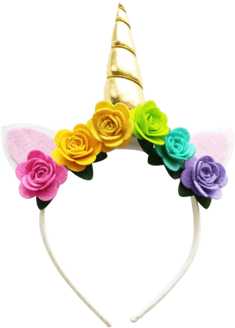 Rainbow Unicorn Horn Png - 1pc Kids Unicorn Party Horn Ears Headband Glitter Flower (750x750), Png Download