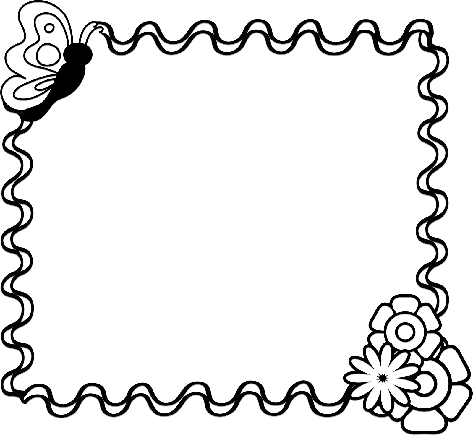 Border Clipart Black And White - Border Design Black And White (1600x1472), Png Download
