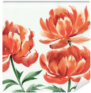 Watercolor Painting Of Orange Poppies Wall Mural • - Watercolor Painting (400x400), Png Download