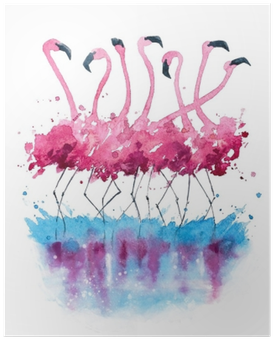 Watercolor Flamingos (400x400), Png Download