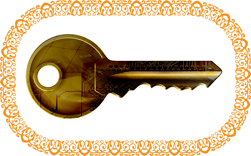 Golden Key Graphic With Border - Graphics (838x523), Png Download
