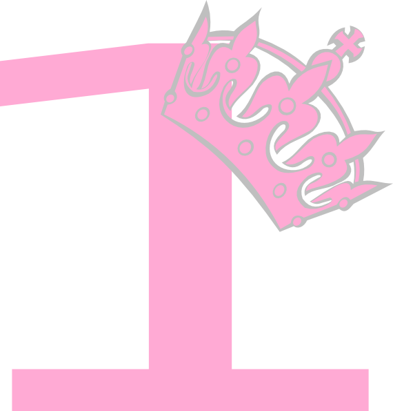 Svg Free One Tiara Clip Art At Clker Com - Pink 1 Png (570x595), Png Download