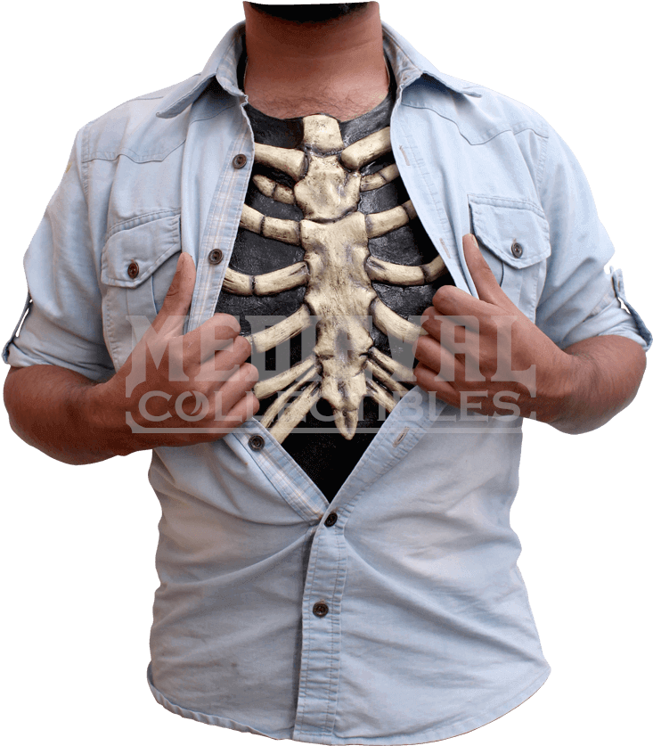 Bone Ribcage Chest Piece - Adults Skeleton Latex Chest (850x850), Png Download