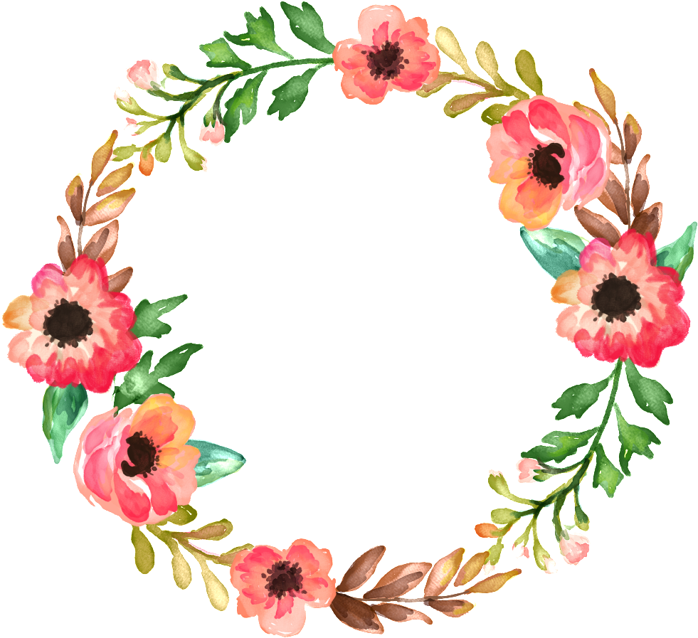 Watercolour Ring Of Flowers (1024x940), Png Download