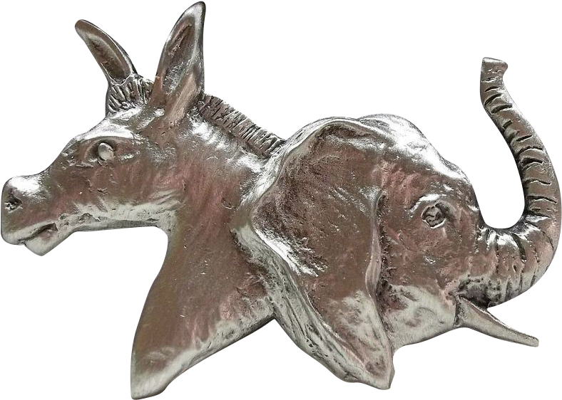 Jj Political Donkey Elephant Pin Brooch Democrat Republican - Indian Elephant (787x787), Png Download