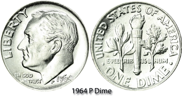 1964 Dime - Silver Dime (600x325), Png Download