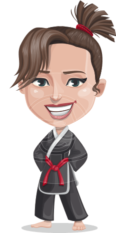 Banner Black And White Download Karate Drawing Female - Woman Karate (418x464), Png Download