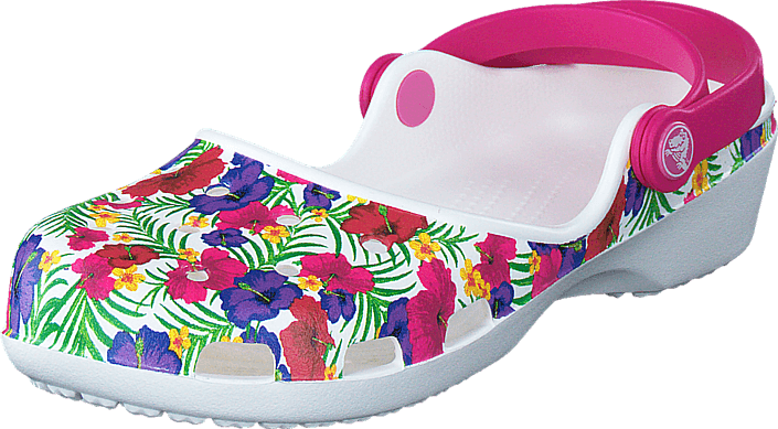 Crocs Karin Clog W White/floral - Crocs Floral Karin Clog (705x389), Png Download