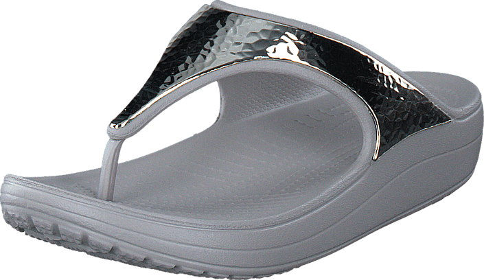 Crocs Crocs Sloane Embellished Flip Platinum/platinum - Women's Crocs Sloane Embellished Flip Sandals (705x408), Png Download