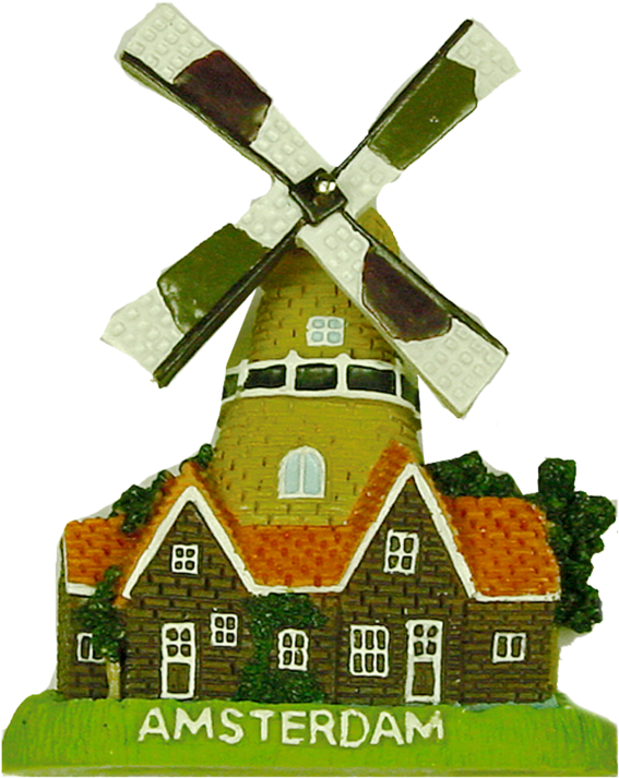 Magnet Windmill Amsterdam - Windmill (1000x1000), Png Download