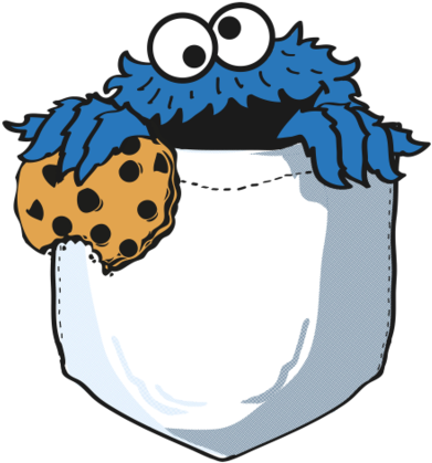 Crumbs In My Pocket - Cookie Monster Flat Vector (571x495), Png Download