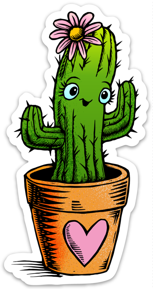 Image Of Cute Cactus Sticker - Hedgehog Cactus (517x976), Png Download