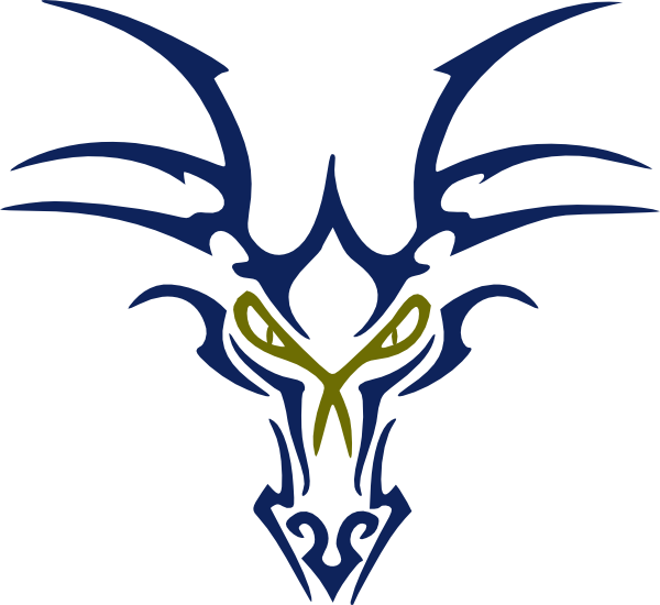 Blue Dragon Head Clip Art - Tribal Dragon Head (600x550), Png Download
