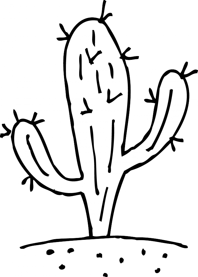 Cactus Clipart Black And White - Black And White Cactus Clip Art (640x894), Png Download