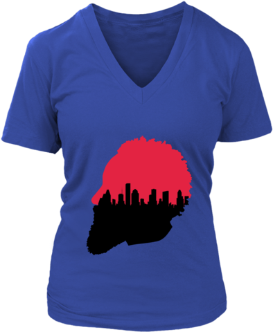 Harden Silhouette Houston Skyline Women's Shirt - Iceman (ladies) - District Womens V-neck / Royal Blue (480x480), Png Download