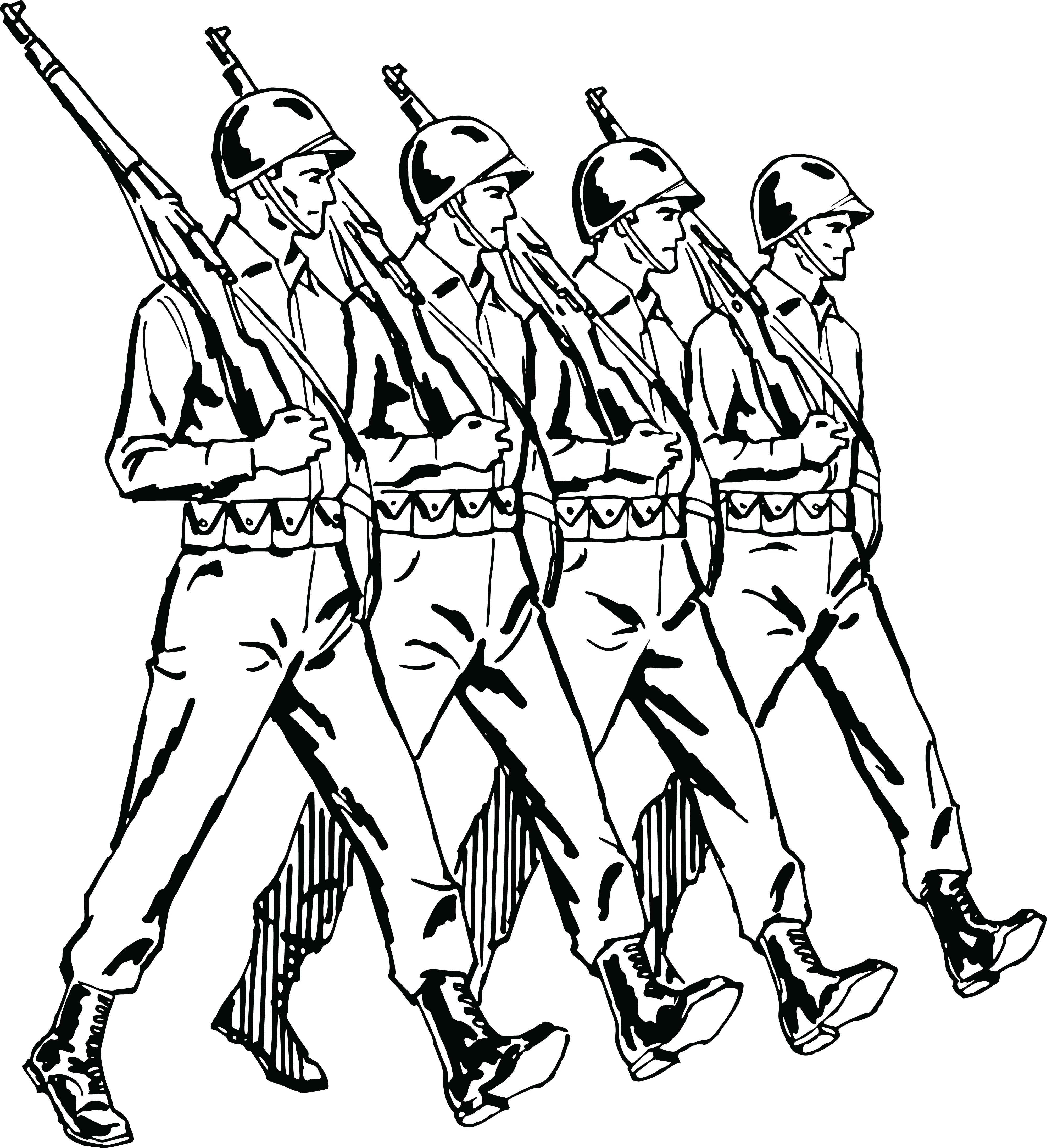 , , - Army Of Soldiers Clipart Black And White (4000x4386), Png Download
