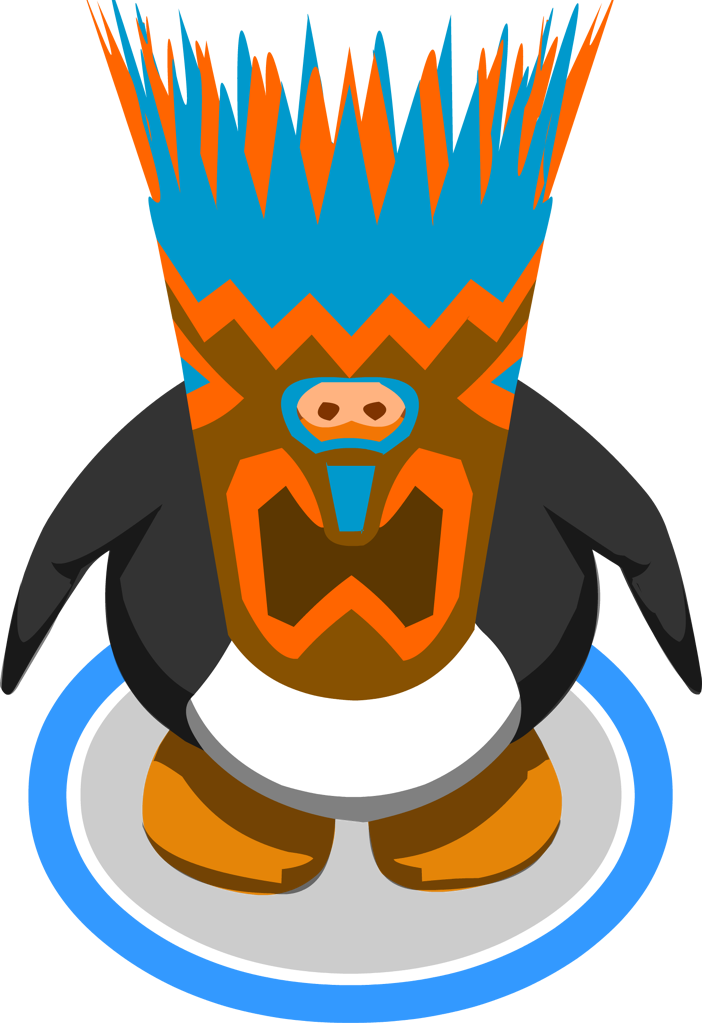 Blue Tiki Mask - Miss Piggy Club Penguin (702x1023), Png Download