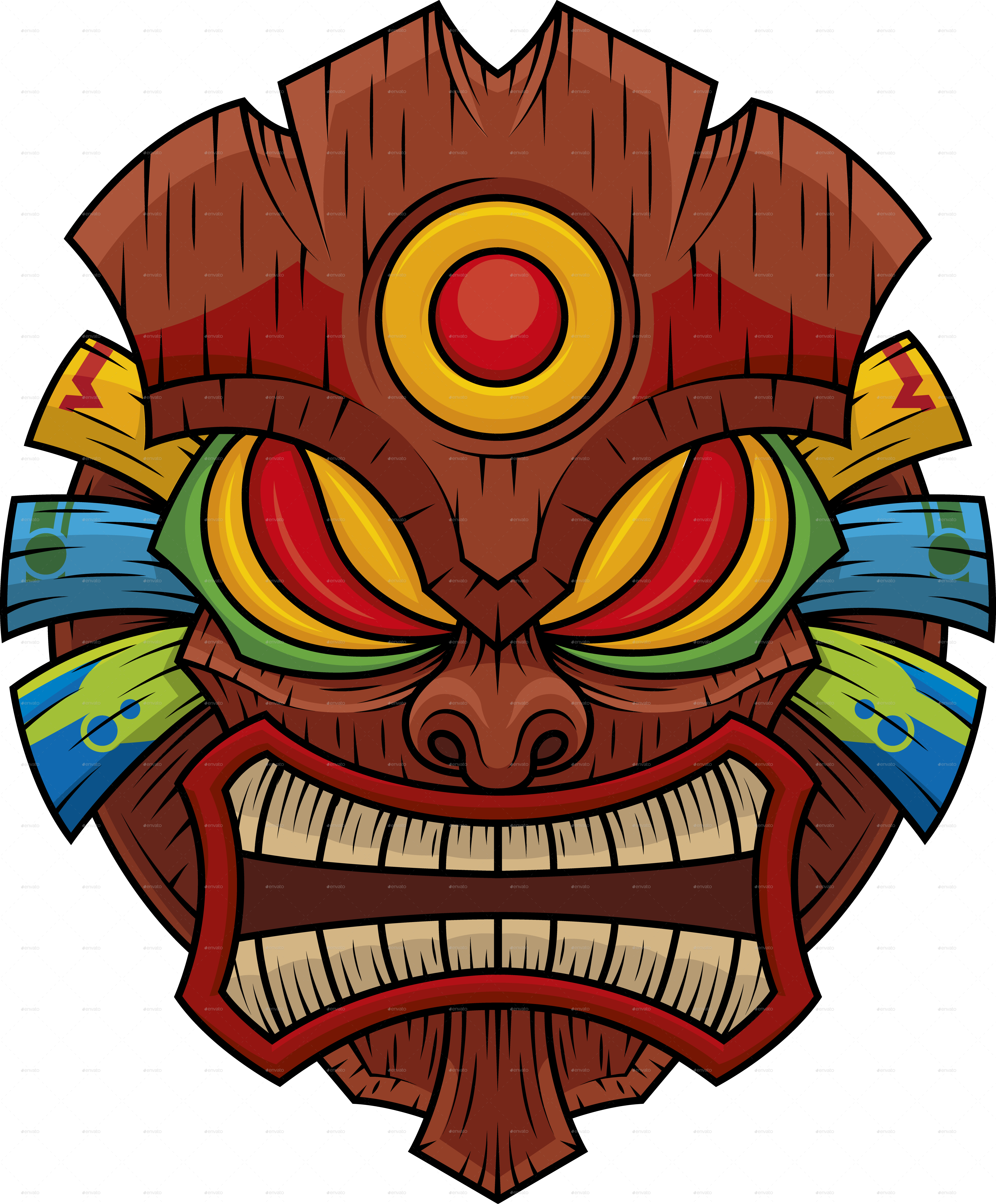 Tiki Mask 1 - Illustration (4888x5906), Png Download