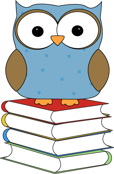 Polka Dot Owl Sitting On Books - Owl School Clip Art (393x600), Png Download