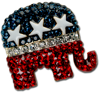 Crystal Republican Pin - Brooch (450x450), Png Download
