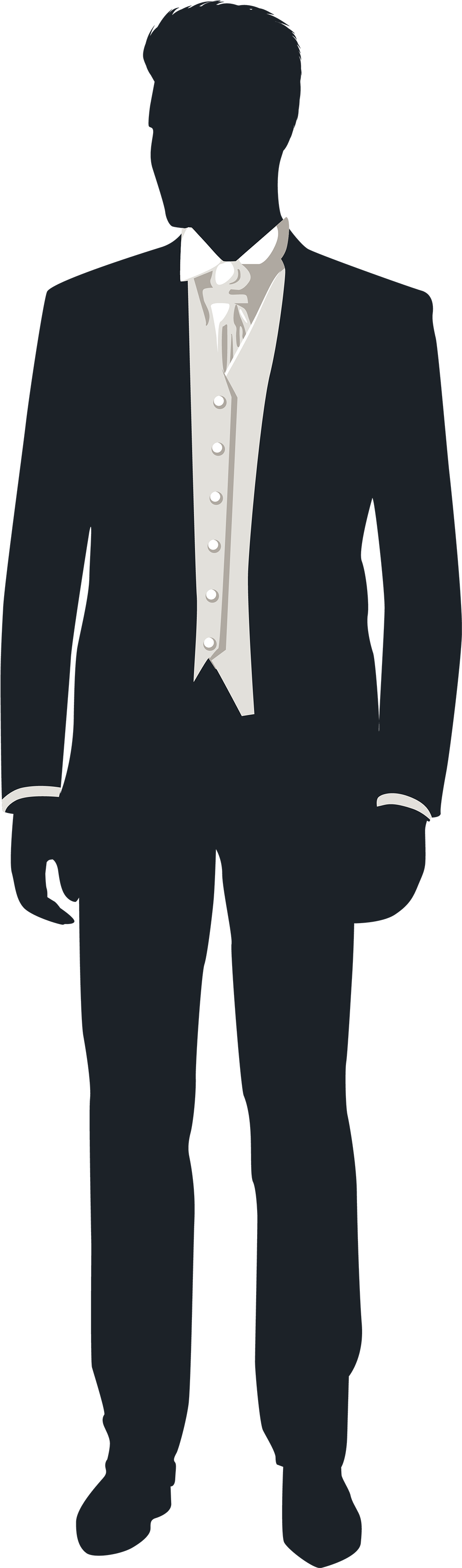 Suit Clipart Groom Silhouette - Groom Clipart Black And White (1095x3500), Png Download
