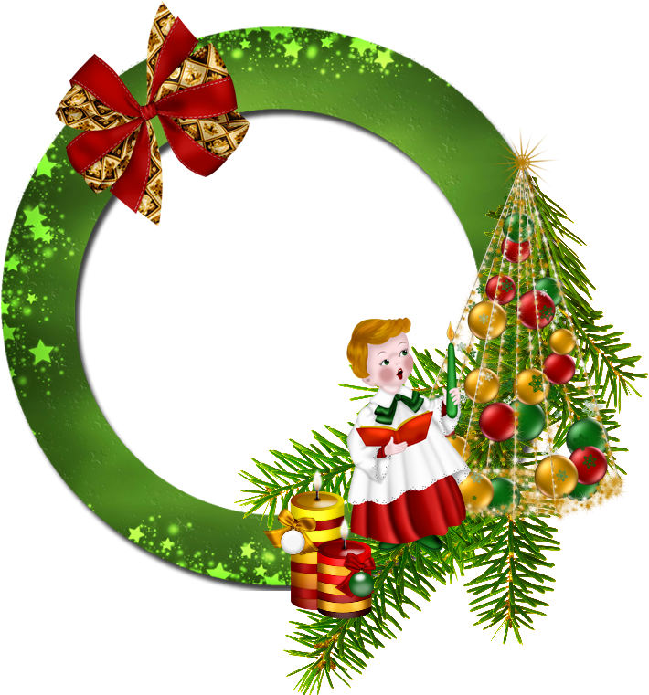 Circle Frame Christmas Png (732x779), Png Download