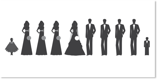 Wedding Party Silhouette Png - Wedding Line Up With Maid Of Honor (720x388), Png Download